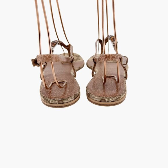 Gucci Bamboo GG Flat Thong Sandals Size 36 US 6 Beige Monogram Canvas Flop Flop - Picture 6 of 13
